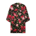 thumbnail image 4 of Dyegold Women's Beach Kimono Coverup Sheer Chiffon Cover Ups Casual Loose 3/4 Sleeve Floral Open Front Boho Cardigan Tops, 4 of 4
