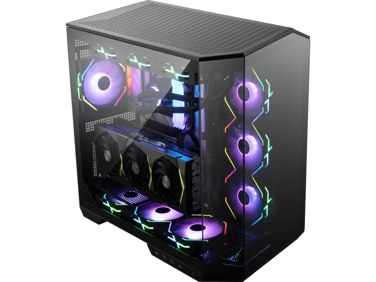 MSI MAG PANO 100L PZ Project Zero Mid Tower ATX Gaming Case, ABS Plastic, SPCC Steel, Tempered Glass, Support Back-Connect, 270-degree Panoramic Display, GPU Support Stand, Dust Filter