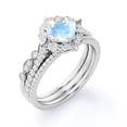 thumbnail image 4 of JeenMata 1.5 carat Cushion Faceted Blue Moonstone and Moissanite Infinity Trio Wedding Ring Set in 18k White Gold over Silver, 4 of 6