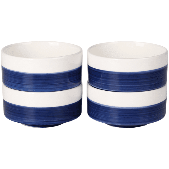 10 OZ WhiteBule Ceramic Bowls Set of 4 - Cereal Bowl,Soup Bowls for Kitchen, Ramen Bowl, Microwave Safe for Oatmeal, Fruit,Salad and Rice Bowl - Dishwasher & Microwave Safe