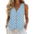 thumbnail image 2 of TARIENDY Womens V Neck Tank Tops Button Down Sleeveless Shirts polka dot Vest Tops Fashion Clothes Summer Casual Outfits Light Blue*1 M, 2 of 5