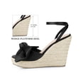thumbnail image 2 of BLISSFUL STEP Bow Knot Open-Toe Sandal Platform Buckle Slingback Strap Sandals for Women Black (Size 6), 2 of 7