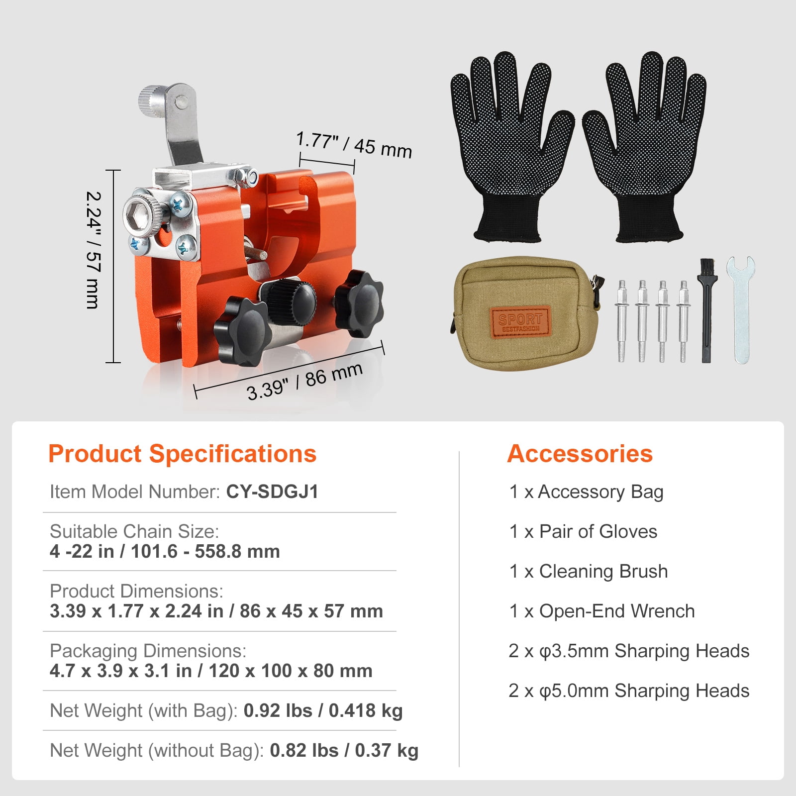 BENTISM Chainsaw Sharpener, Hand-Cranked Chainsaw Sharpening Jig for 4"-22" Chain Saws, Potable Chainsaw Chain Sharpener Tool Set with 4 Sharpening Heads for Landscaper, Lumberjack