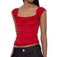 thumbnail image 2 of Summer Fashion Tank Tops For Women Loose Fit Solid Color Lace Backless Tank Tops Loose Fit — Red∣L, 2 of 8