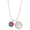 thumbnail image 1 of Delight Jewelry Silvertone Multicolored Peace Sign To the World You are a Mother Locket Necklace, 1 of 4