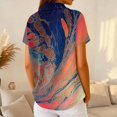 thumbnail image 5 of Womens Polo Shirts Summer Waffle Knit Retro Texture Gradient Print Golf Shirts for Women Button Collared Short Sleeve Going Out Blouse Gray XXL, 5 of 5