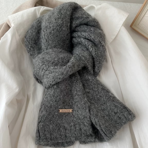 Fleece Lined Scarf for Men Women, Winter Warm Scarf, Cozy Neck Warmer for Cold Weather, Soft Outdoor Accessory for Fitness, Hiking, Travel, Daily Wear, Lightweight Scarfs Dark Gray