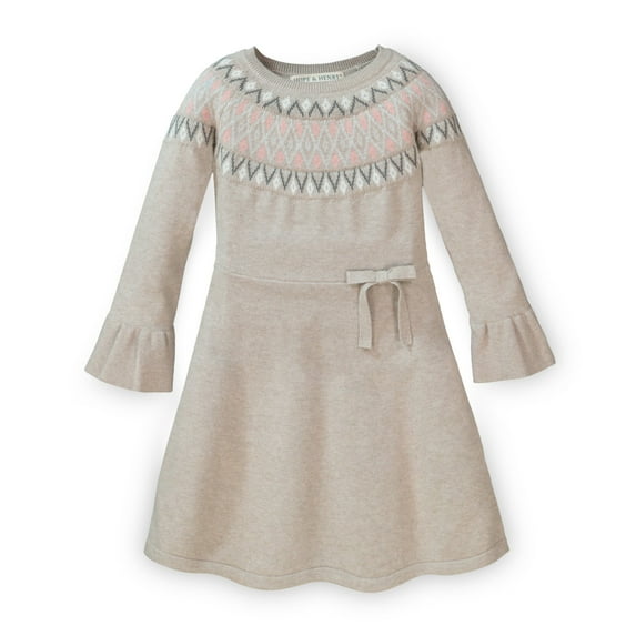 Hope & Henry Girls' Fair Isle Fit and Flare Sweater Dress