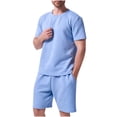 thumbnail image 1 of NTACZA Men Shorts Set Short Sleeve Athletic Tracksuits Crew Neck Texured Mens Sweatsuits S, 1 of 3