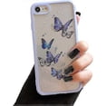 thumbnail image 1 of Funda para iPhone SE 2022, iPhone 7/8, iPhone SE 2020, diseño de mariposas con purpurina, fina, de TPU, a prueba de golpes y antiarañazos., 1 of 5
