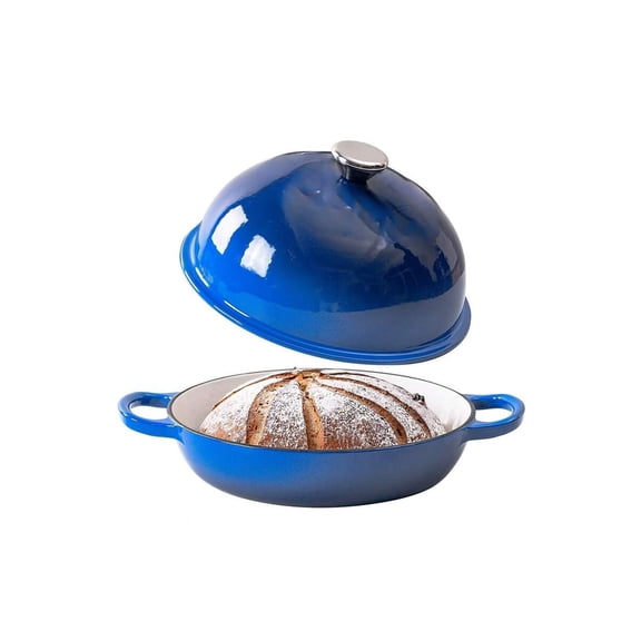 6 Quart Enameled Cast Iron Dutch Oven (Blue/Pink) - Heavy-Duty Lid Included, Scratch-Resistant Even Heat Distribution (Stovetop-Oven Safe for Bread/Roasting)