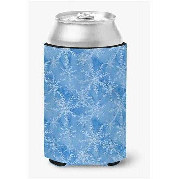 Watercolor Dark Blue Winter Snowflakes Can or Bottle Hugger