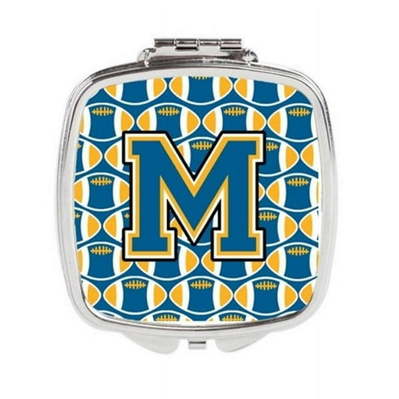 Carolines Treasures Letter M Football Blue & Gold Compact Mirror - 3 x 0.3 x 2.75 in.