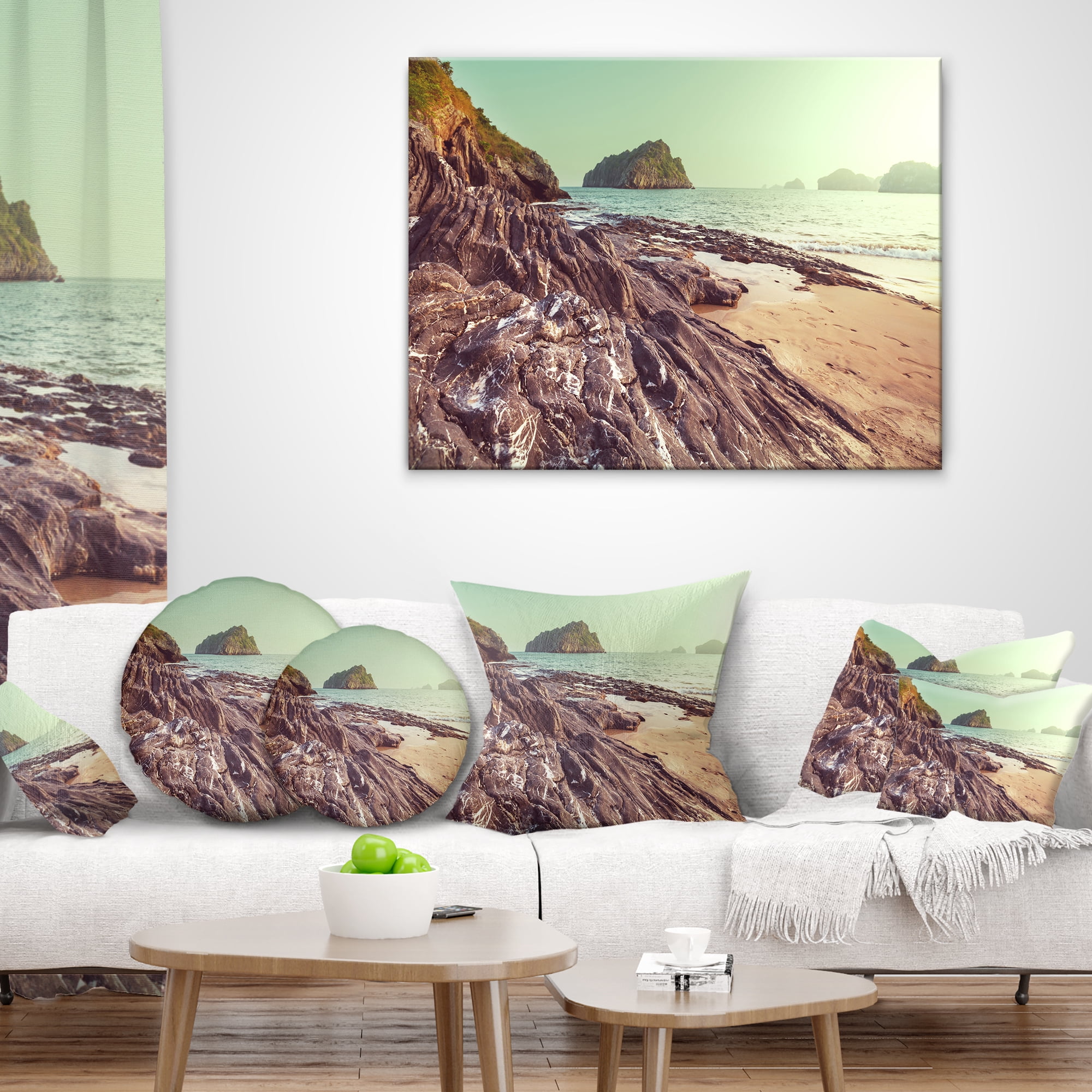 Designart Fantastic Halong Bay Vietnam - Seashore Throw Pillow - 12x20