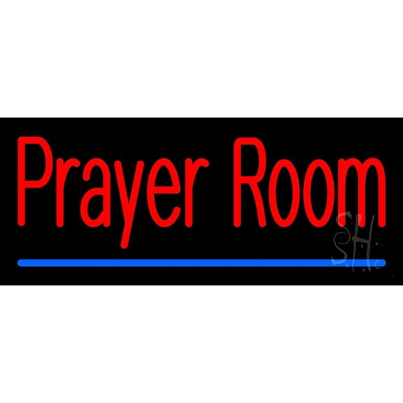 Prayer Room With Line LED Neon Sign 10" Tall x 24" Wide - inches Black Square Cut Acrylic Backing, with Dimmer - Premium built indoor Sign for Home dcor, Event, Religious place, Store interior.