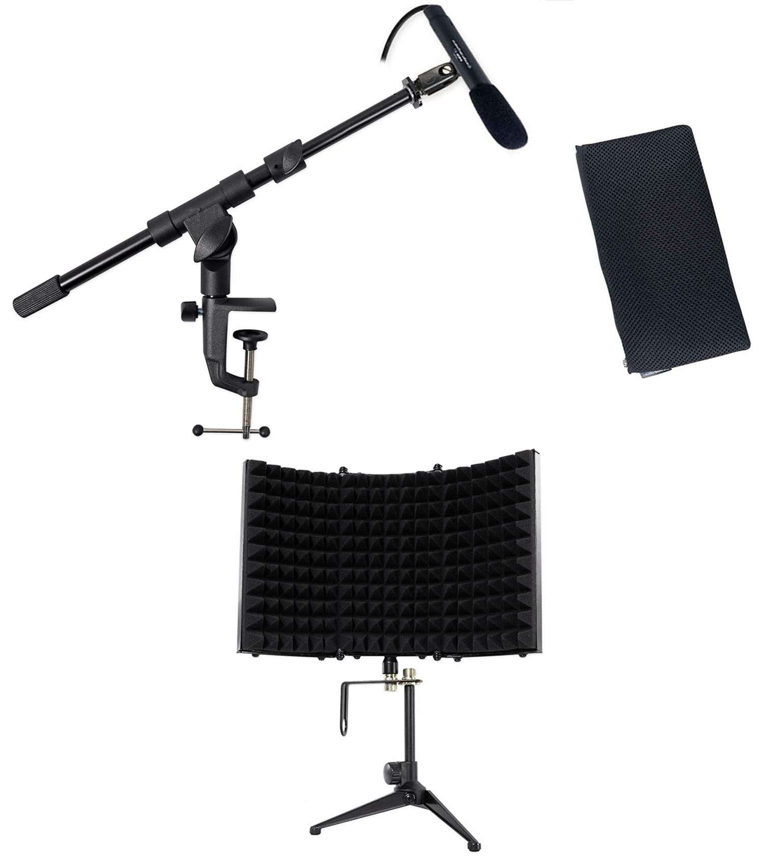 Audio Technica PRO37 Diaphragm Condenser Microphone PRO 37+Mic Stand+Iso Shield - image 1 of 13