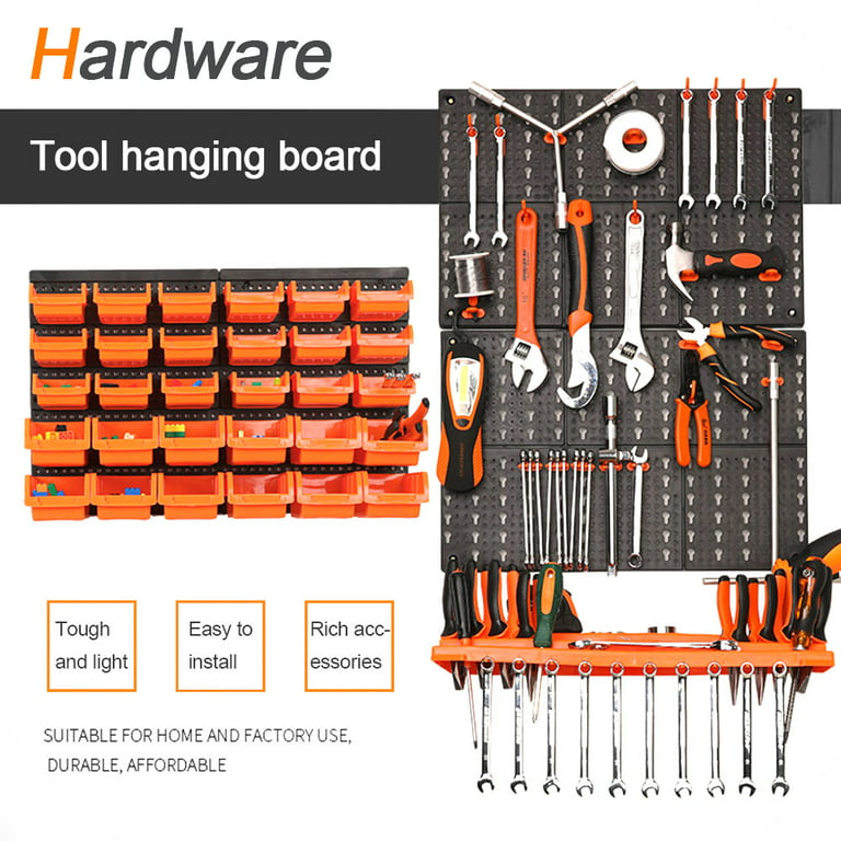 XDOVET Garage Organizer Bins, 30pc Wall Mount Storage Small Parts Bins with Peg Board and Install Screws, Store Your Nuts, Bolts, Screws, Nails