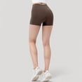 thumbnail image 5 of Women's High Waist Workout Shorts with Side Pockets and Seam-Contoured Fit for Flexible Movement - Large, Brown, 5 of 6