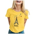 thumbnail image 1 of TINZ T-Shirt pour Femme Été Haut à Manches Courtes Col Rond Haut à Motif Haut Décontracté Chandails de Football pour Dames Chandails d'Été pour Femmes T-Shirt à Manches Courtes, 1 of 4
