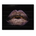 thumbnail image 3 of Designart 'Sexy Golden Metallized Woman Lips V' Modern Print on Natural Pine Wood, 3 of 5