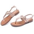thumbnail image 2 of Ataiwee Women's Flat Slide Sandals - Classic T-strap Ankle Strap Comfort Thong Flat Summer Sandals., 2 of 6