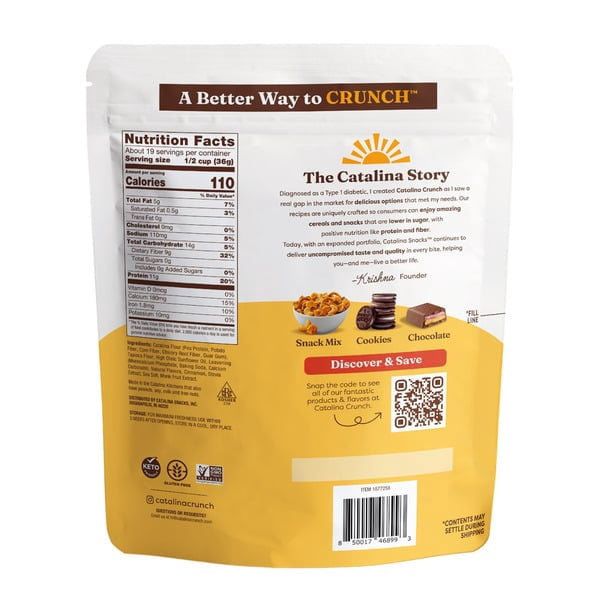2 PACK | Catalina Crunch Keto Friendly Cinnamon Toast Cereal, 24 oz Each