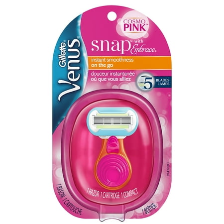 Venus Snap with Embrace Cosmo Pink Women's Razor handle with 1 Refill in a Compact Case