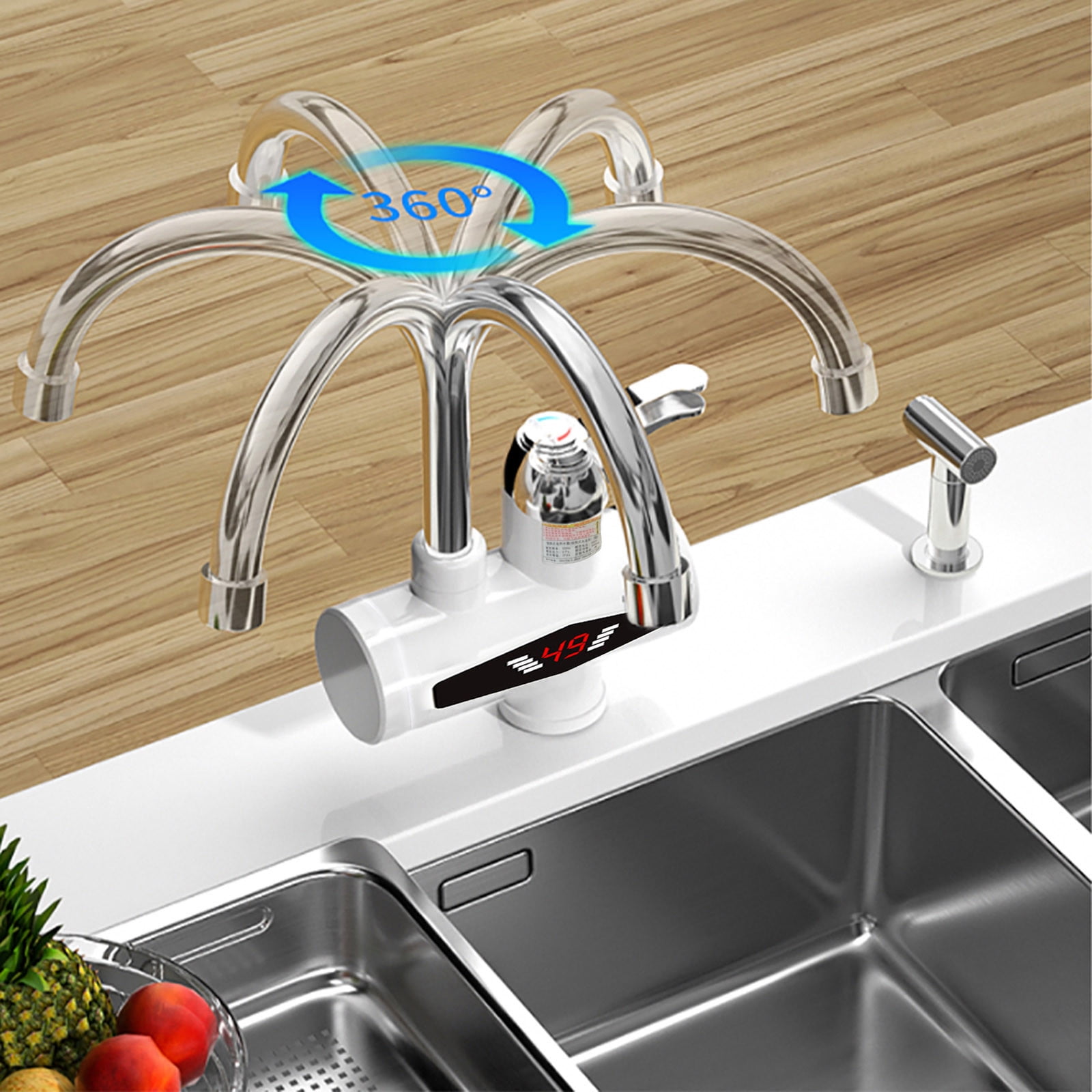 Wovilon Kitchen Faucets Instant Tankless Electric Hot Water Heater Faucet Kitchen Fast Heating Tap Water Faucet With Led Digital Display Kitchen Gadgets