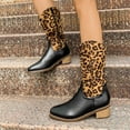 thumbnail image 4 of Nmnitkp Cowboy Boots for Women High Cost Performance Leopard Print Patchwork Boots Advanced Design Women's Modern Western Cowboy Distressed Boot with Pull-Up Tabs, 4 of 9