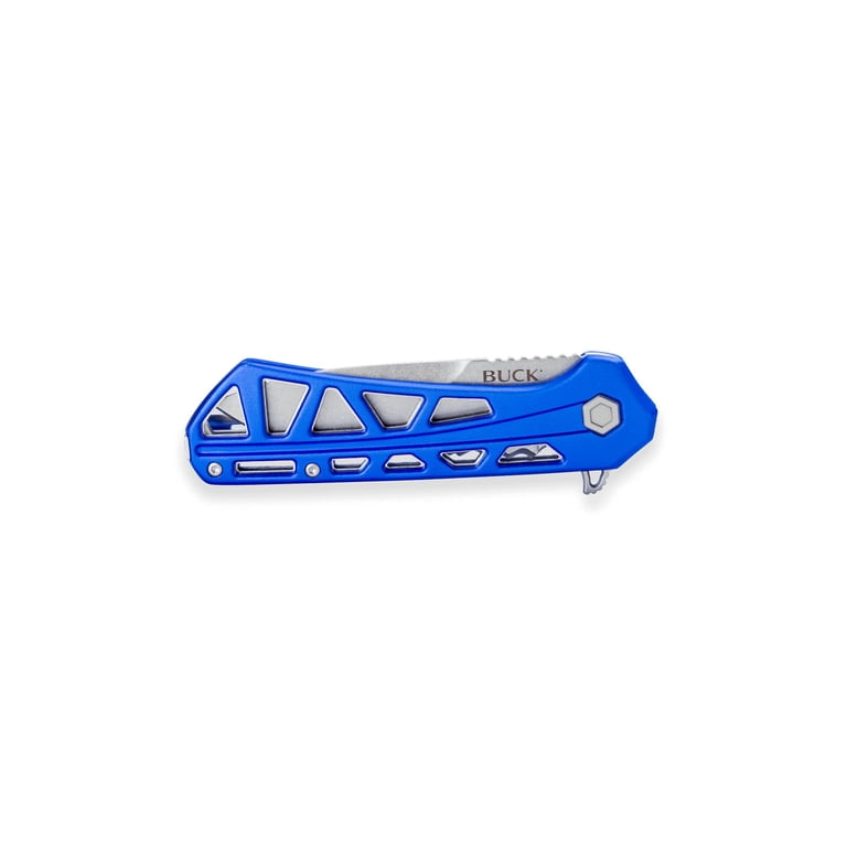 Buck Knives 812 Trace Pocket Knife – Partially-Serrated Blue Folding Knife, 7Cr17MoV Steel Blade