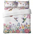 thumbnail image 2 of 4 Pieces Duvet Cover Queen Bedding Sets Spring Watercolor Flower Hummingbird Ultra Soft Luxury Comforter Cover Set with Bed Sheet and Decorative Pillow Shams Garden Floral Art, 2 of 9