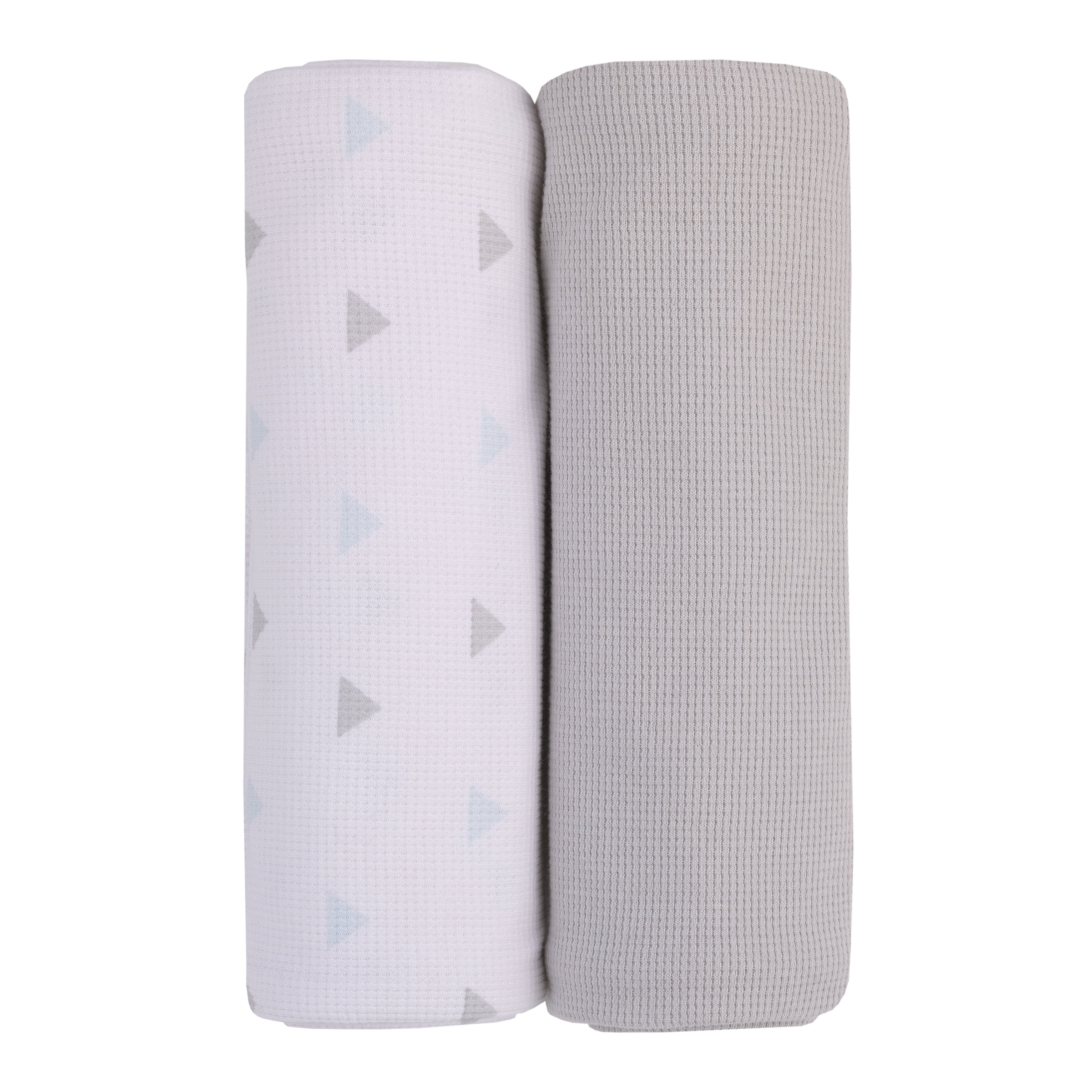 Parent's Choice Gray & Aqua Triangle 100% Cotton Thermal Baby Blanket, Infant, Unisex, 2 Pack