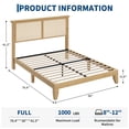 thumbnail image 2 of Full Bed Frame with LED Natural Rattan Headboard, Wood Slats Support, Mattress Foundation, No Box Spring Needed, 2 of 7