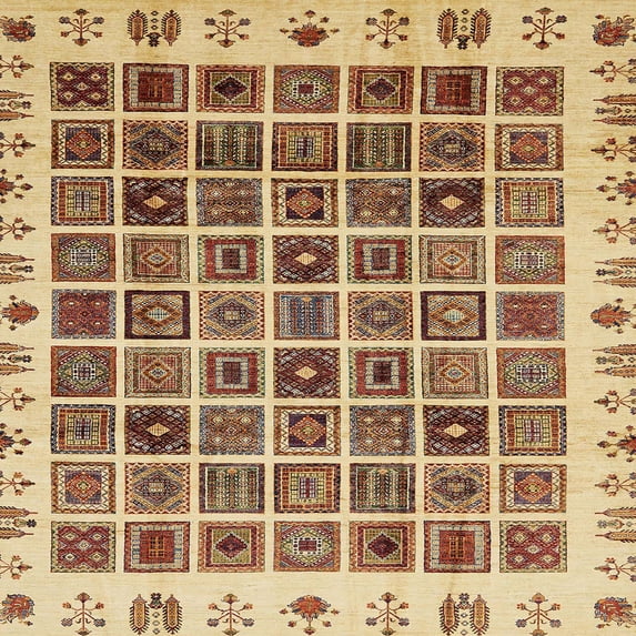 Ahgly Company Indoor Square Abstract Mustard Yellow Abstract Area Rugs, 6' Square