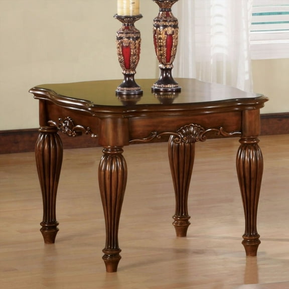 Coffee Table with Cherry Finish, 18mm Thickness & Carved Details for Living Room