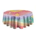 thumbnail image 5 of Dreamy Pastel Wave Pattern Round Tablecloth 60"x60",Wrinkle Wipeable Table Cloth for Kitchen Dining Room Picnic Patio Party, 5 of 6