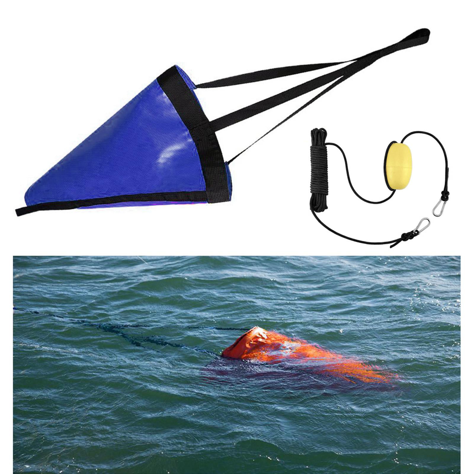 24" PVC Sea Anchor Drogue Drift Sock 15-17ft Boat Brake with 30ft Tow Rope Buoy 
