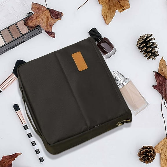 HengDidi Large Vertical Makeup Organizer Bag - Standing Cosmetic Case with Multiple Compartments Travel Toiletry Bag for Skin Care Brushes