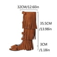thumbnail image 6 of Womens Fringe Knee High Flat Boots Gladiator Open Toe Tassel Backless Sandals Strap Buckle Party Fashion Dress Shoes Yellow Size 8, 6 of 6
