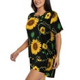 thumbnail image 2 of Fuzoiu Sunflowers3 Print Women's Short-Sleeved Pajama Set,Lounge Sleepwear Set,Womens Pajama Sets 2 Piece,Button-Up Top and Shorts with Pockets-Large, 2 of 7