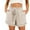 Khaki, variant on Xixinqiwan No Boundaries Summer Linen Shorts for Women Comfy Breathable Elastic High Waisted Running Shorts Vacation Beach Casual Shorts with Pockets