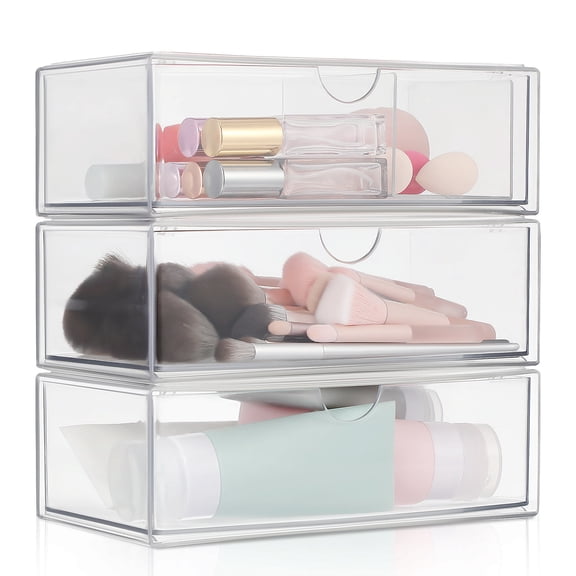 SEWCHICS Clear Display Case Lipstick Holder Organizing Cotton Pads 3Pcs