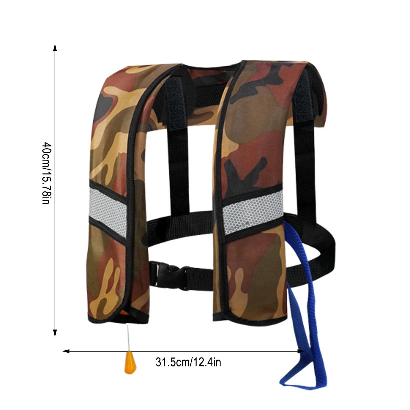 Manual Inflatable Life Jacket, Adult Fishing Boating Safety Vest with Easy Air Expandable Mechanism, High Visibility Buoyancy Vest for Water Sports and Outdoor Activities