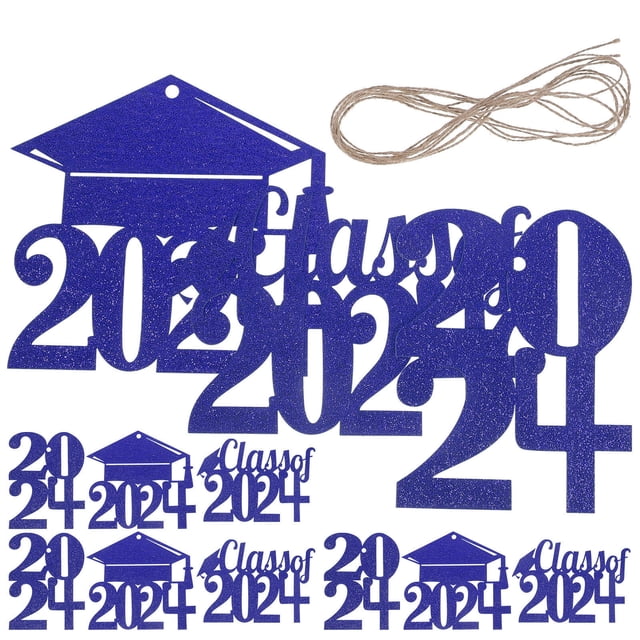 WASHWEPE 12Pcs Graduate Centerpiece Table Decoration Grad Centerpiece Blue Paper Wall Hanging for Graduation Ceremony