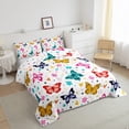 thumbnail image 3 of Homewish Kawaii Dreamy Butterfly Full Size Comforter Sets for Kids, Cute Cherry Blossoms Bedding Comforter Set, Cartoon Love Heart Reversible Bedding Sets, Ultra Soft Bedroom Decor, 3-Piece, 3 of 8