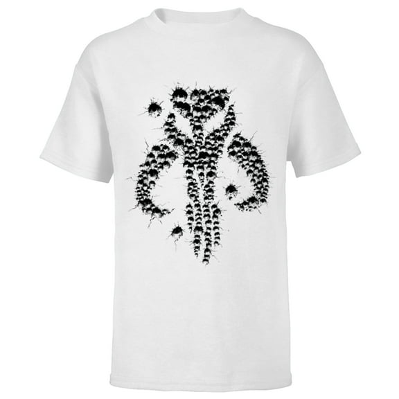 Star Wars The Mandalorian Dotted Logo - Short Sleeve T-Shirt for Kids - Customized-White