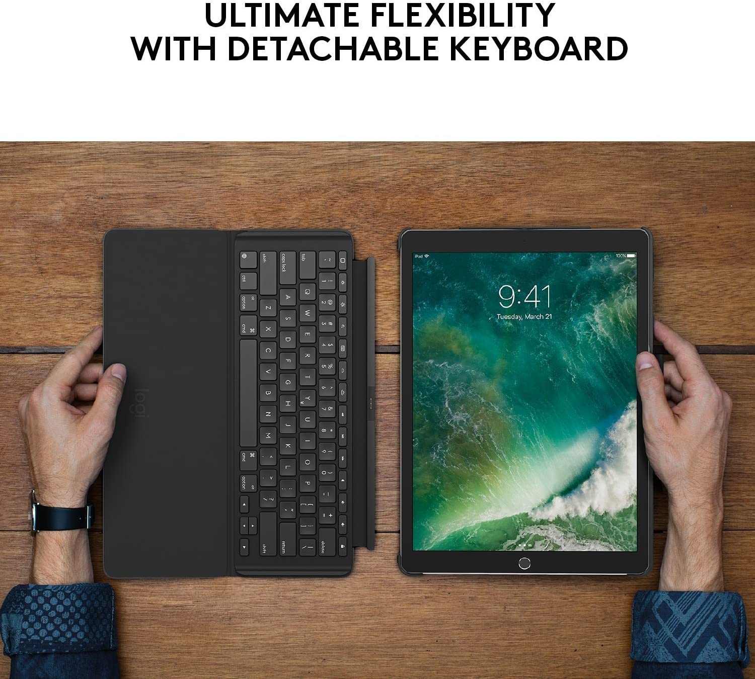 Logitech iPad Pro 10.5 inch Keyboard Case SLIM COMBO with Detachable