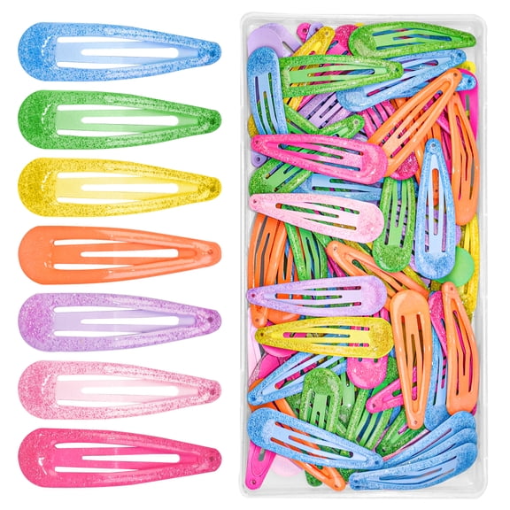 105 Pcs Glitter Star Snap Hair Clips, Non-Slip Barrettes for Women & Girls, Multi-Color Small Hair Clips for Daily Wear, Party, Holiday Hairstyles