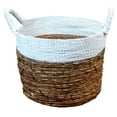 thumbnail image 2 of Stoneage Arts Inc 13" White, Gray and Beige Seagrass and Raffia Basket Handcrafted with Genuine, 2 of 2