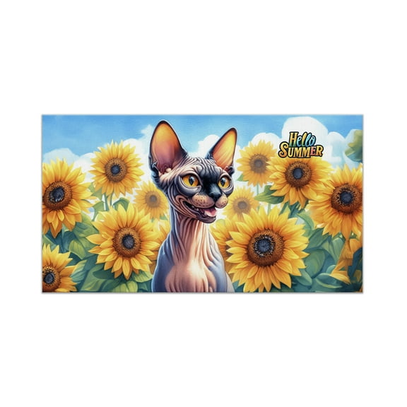 Sphynx Hello Summer Sunshine Sunflowers Spring Retro Vintage Doormat Cat Lover Kitten Owner Gifts Idea Indoor Outdoor Welcome Mat - 00008